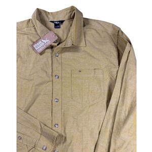 Eddie Bauer Mens MT LS Camano Shirt Moss Yellow Long Sleeve Button Down TXL NEW